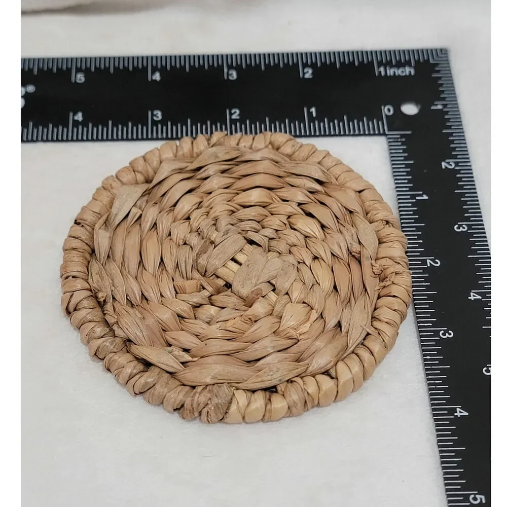 Natural Woven Water Hyacinth Seagrass Coasters Set EUC